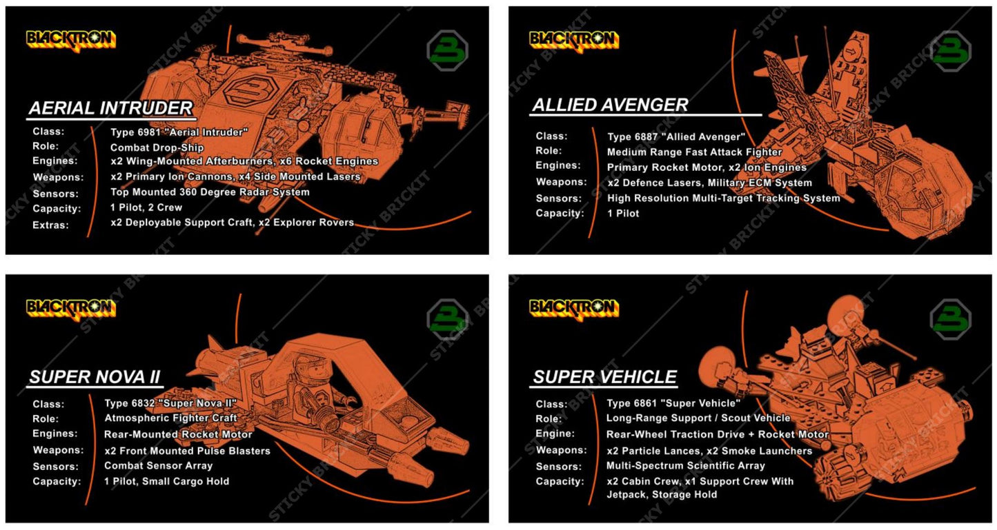 Blacktron: Plaque (8x16 tile) Stickers (BT-13)