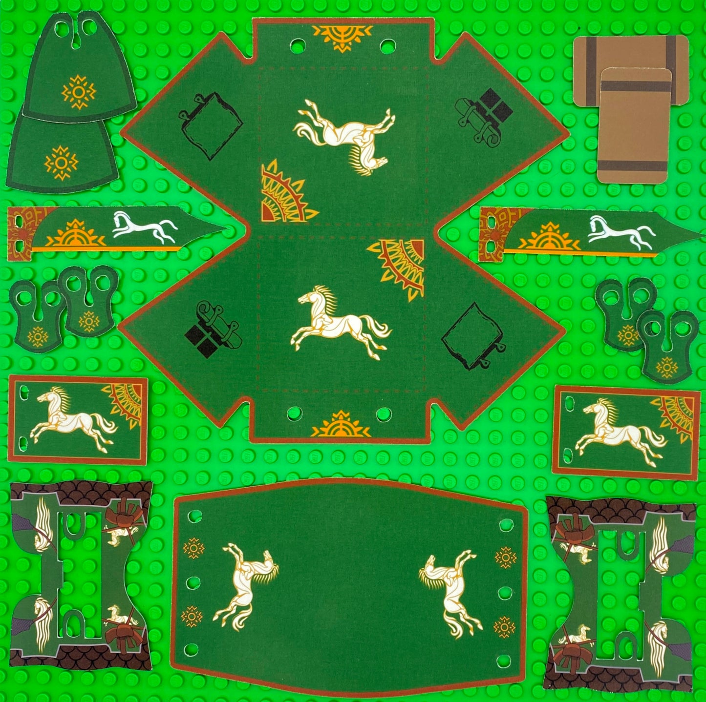Rohan: Encampment Set (LOTR-ROH-02) Tent, Wagon Tarp, Flags, Horse Bardings + More!