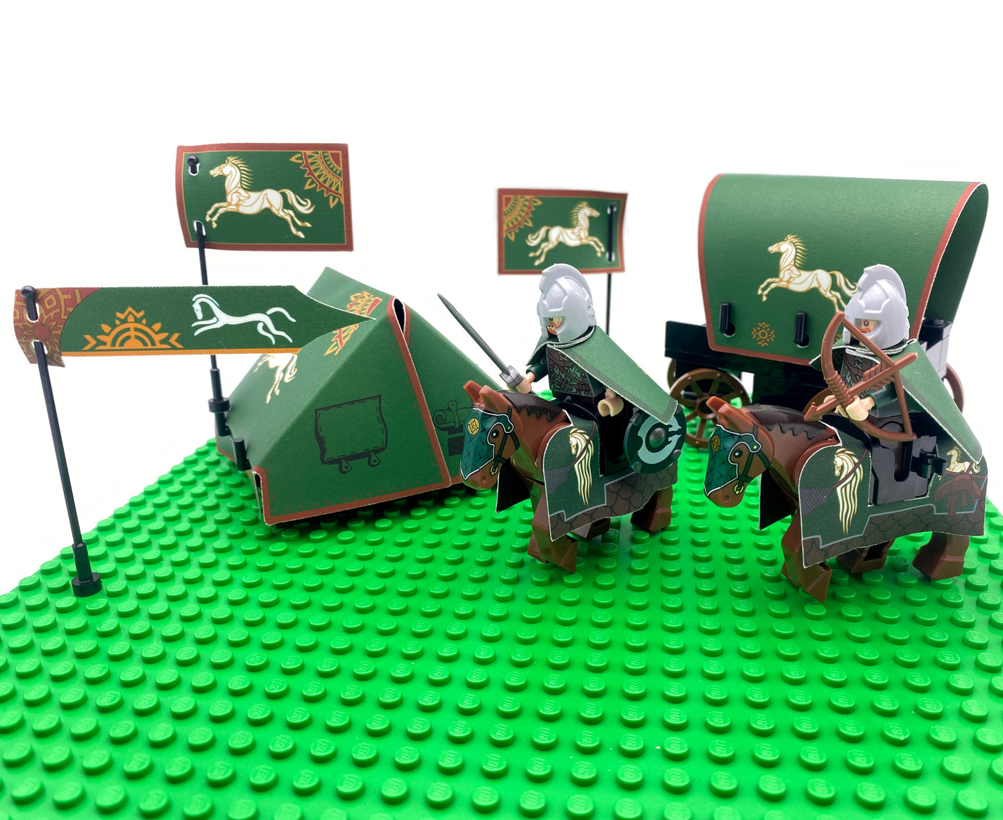Rohan: Encampment Set (LOTR-ROH-02) Tent, Wagon Tarp, Flags, Horse Bardings + More!