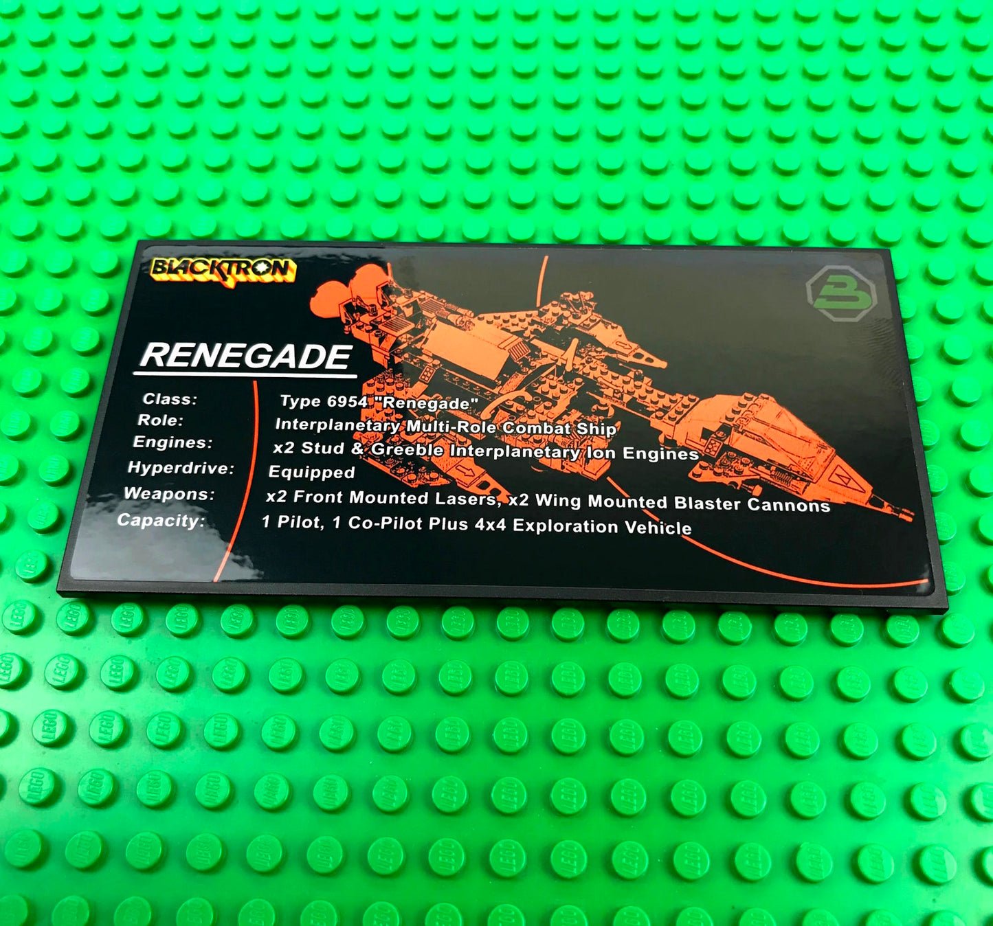 Blacktron: Plaque (8x16 tile) Stickers (BT-13)