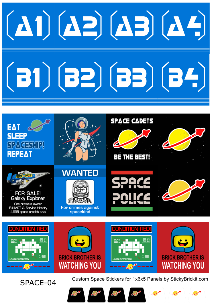Classic Space: Stickers For 1x6x5 Panel Parts (SPACE-04)