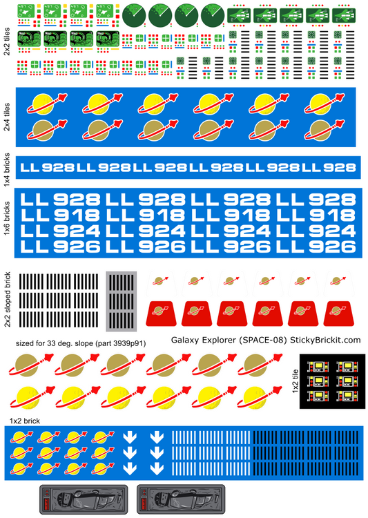 Classic Space: Re-creation Stickers for 10497 Galaxy Explorer + Extras! (SPACE-08)