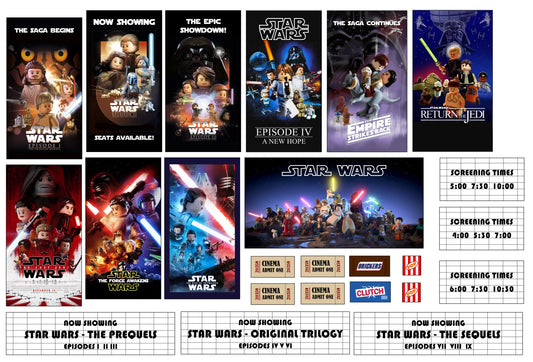 Custom Galaxy Wars Stickers for Cinema Sets 10232 & 10184 (SW-MISC-01)