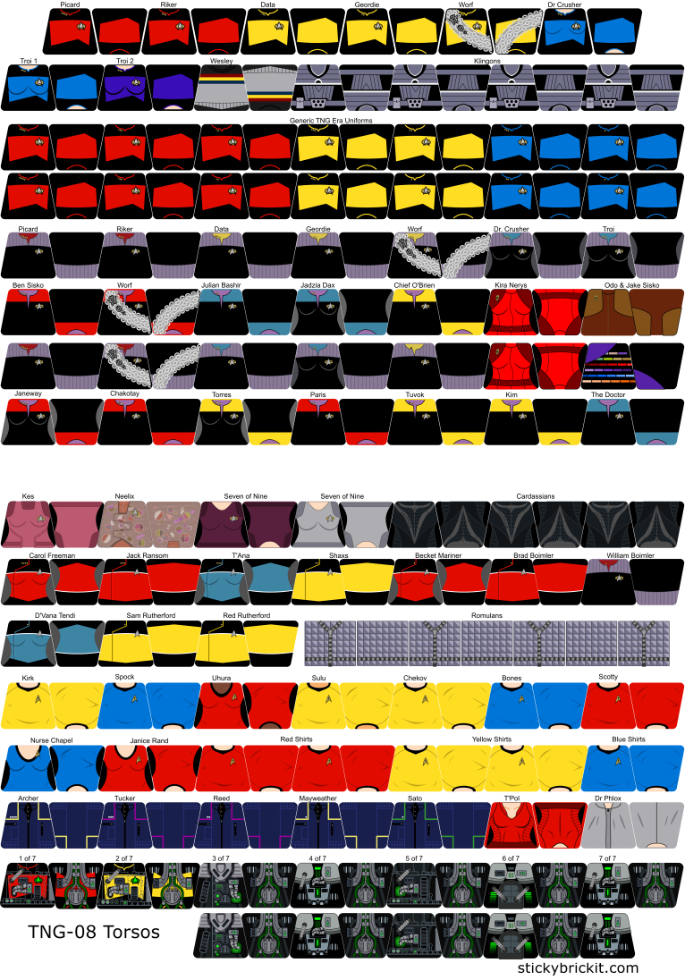 Trek Torso Mega Sticker Sheet (TNG-08)