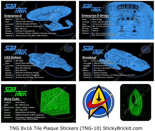 TNG Plaque Stickers (8x16 Tile): Federation & Borg Ships (TNG-10)