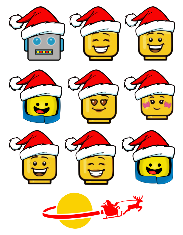 Minifigure Christmas Head Stickers