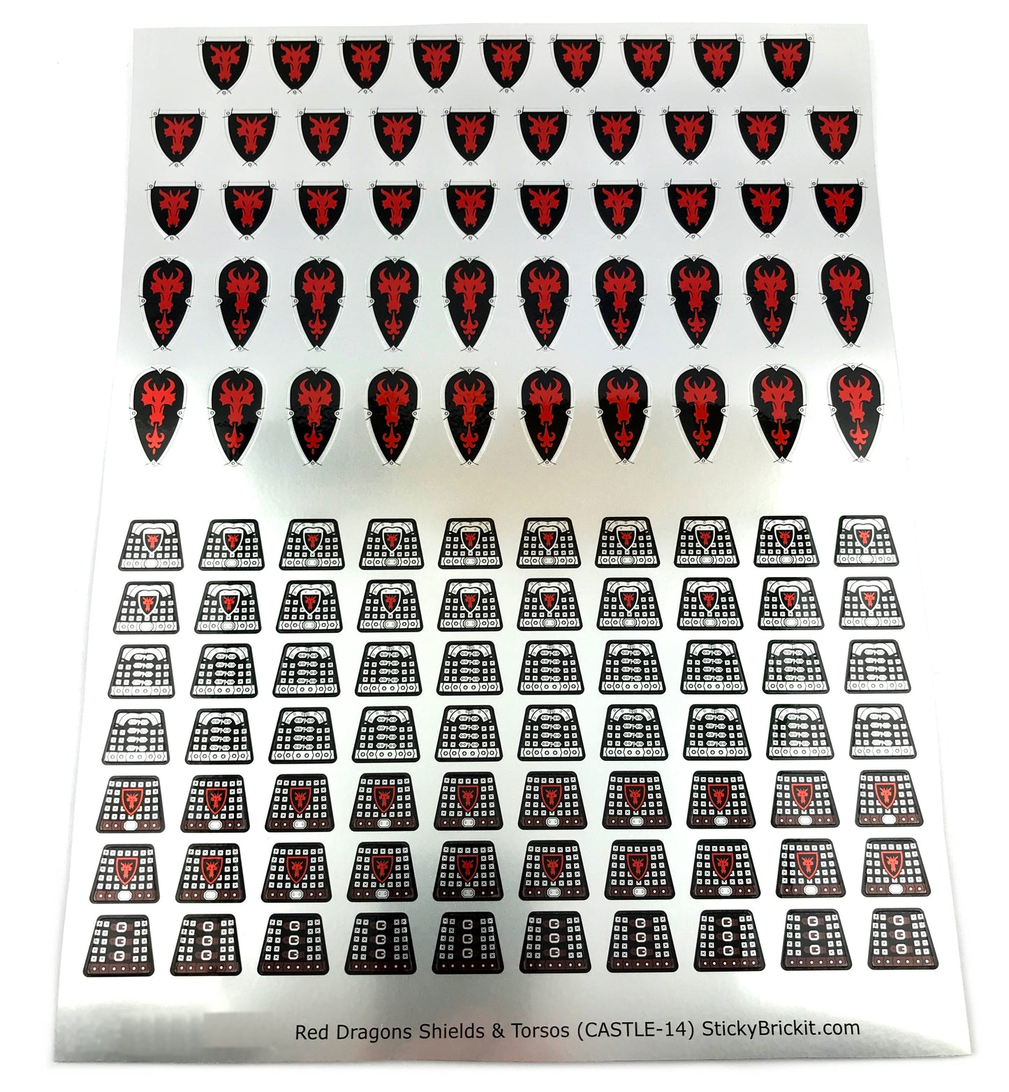 Red Dragons: Torso & Shield Stickers (CASTLE-RD-02)