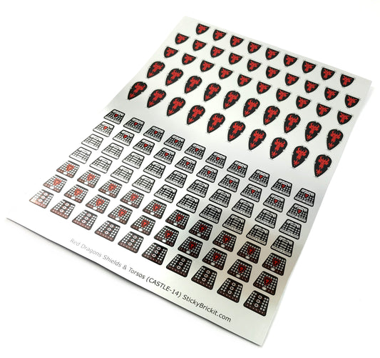 Red Dragons: Torso & Shield Stickers (CASTLE-RD-02)