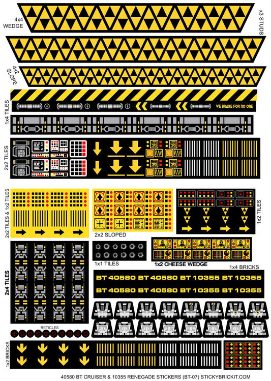 Blacktron: BT 40580 Cruiser & 10355 Renegade Custom Stickers + Extras! (BT-07)