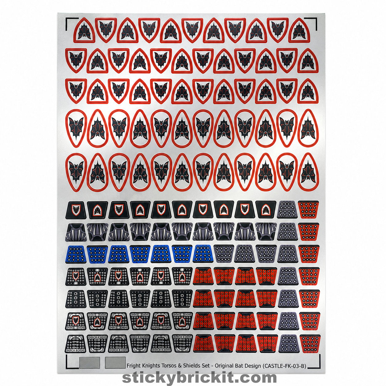 Fright Knights: Torso & Shield Stickers (CASTLE-FK-02)