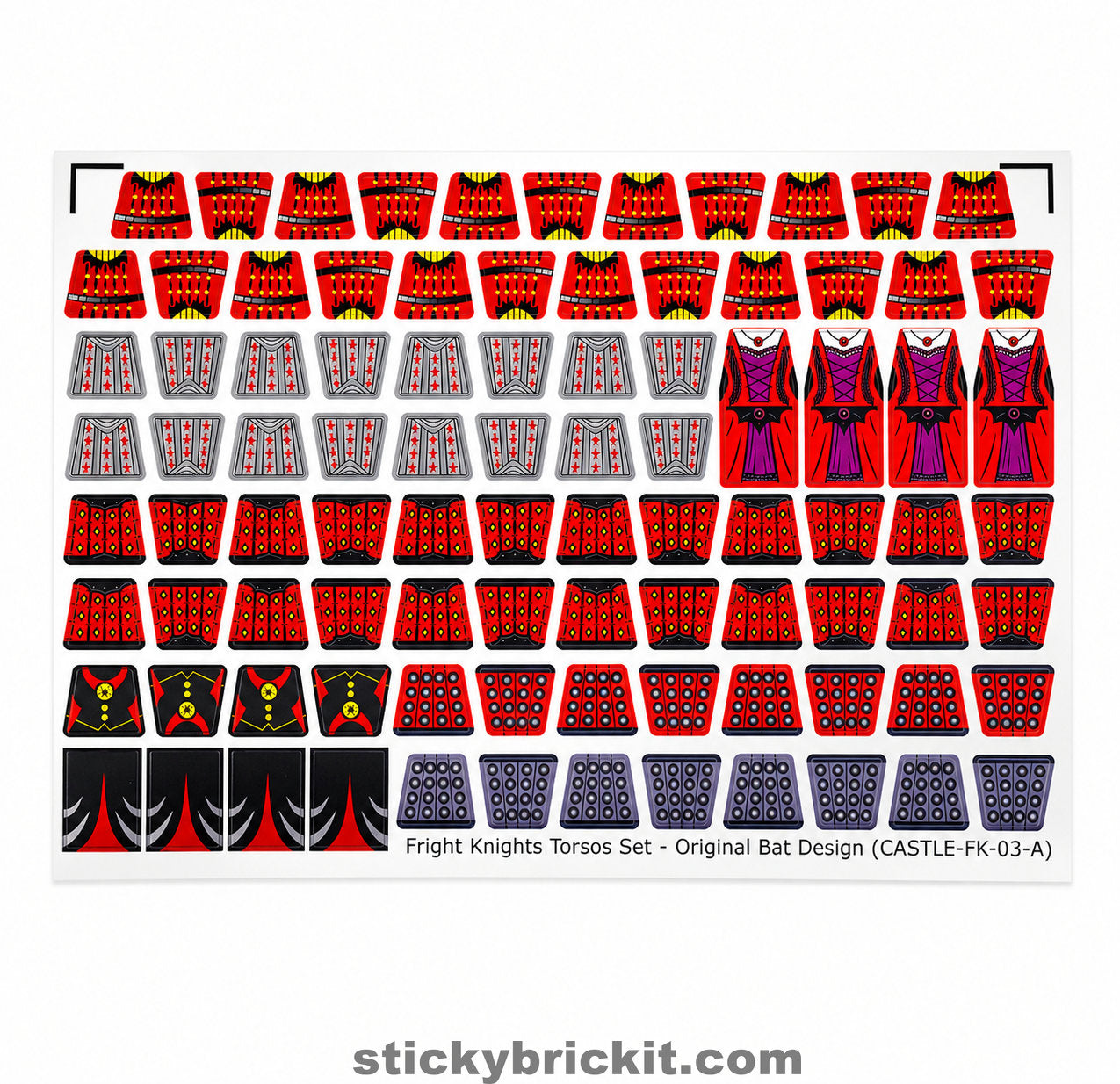 Fright Knights: Torso & Shield Stickers (CASTLE-FK-02)