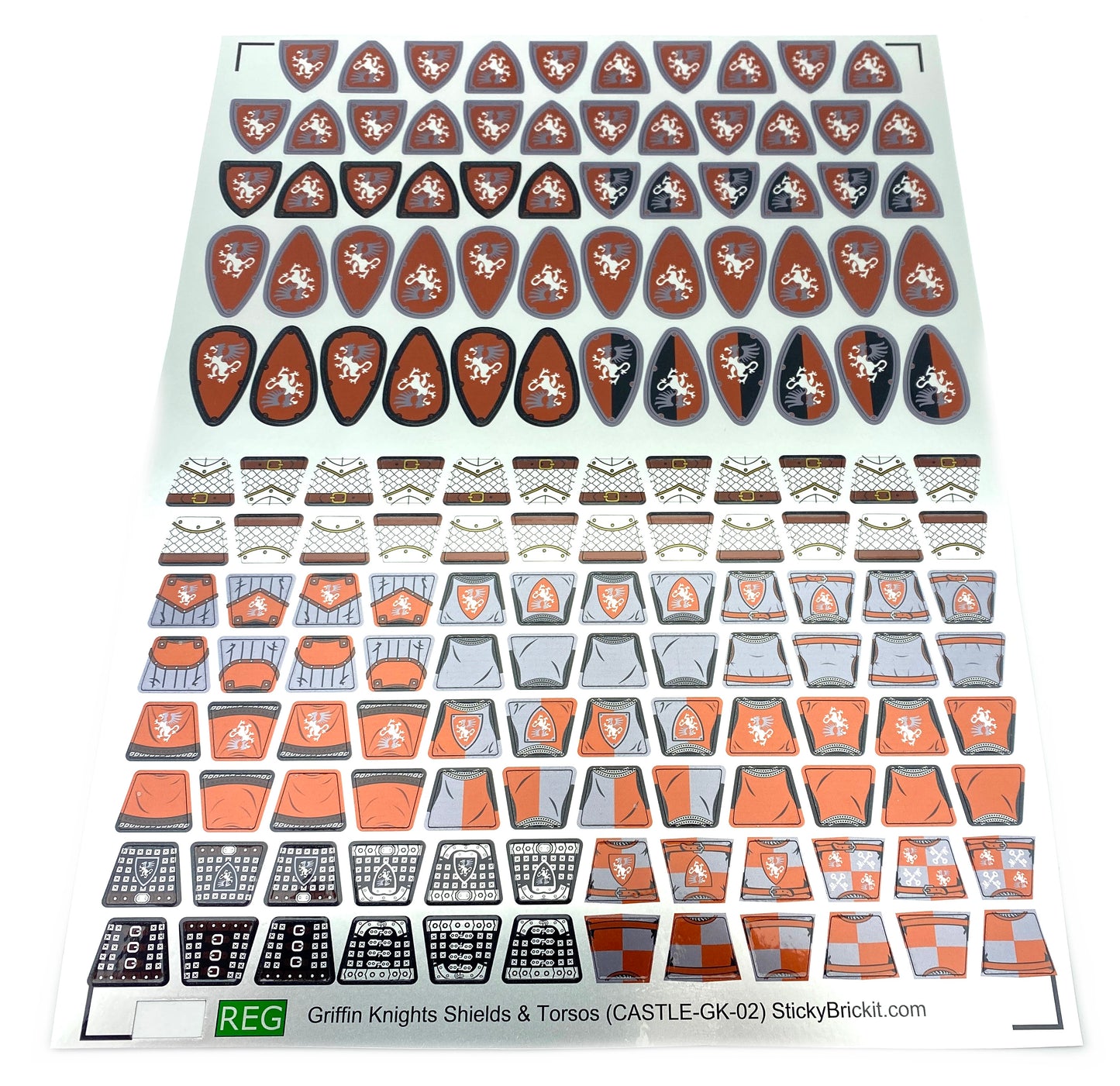 Griffin Knights: Torso & Shield Stickers (CASTLE-GK-02)