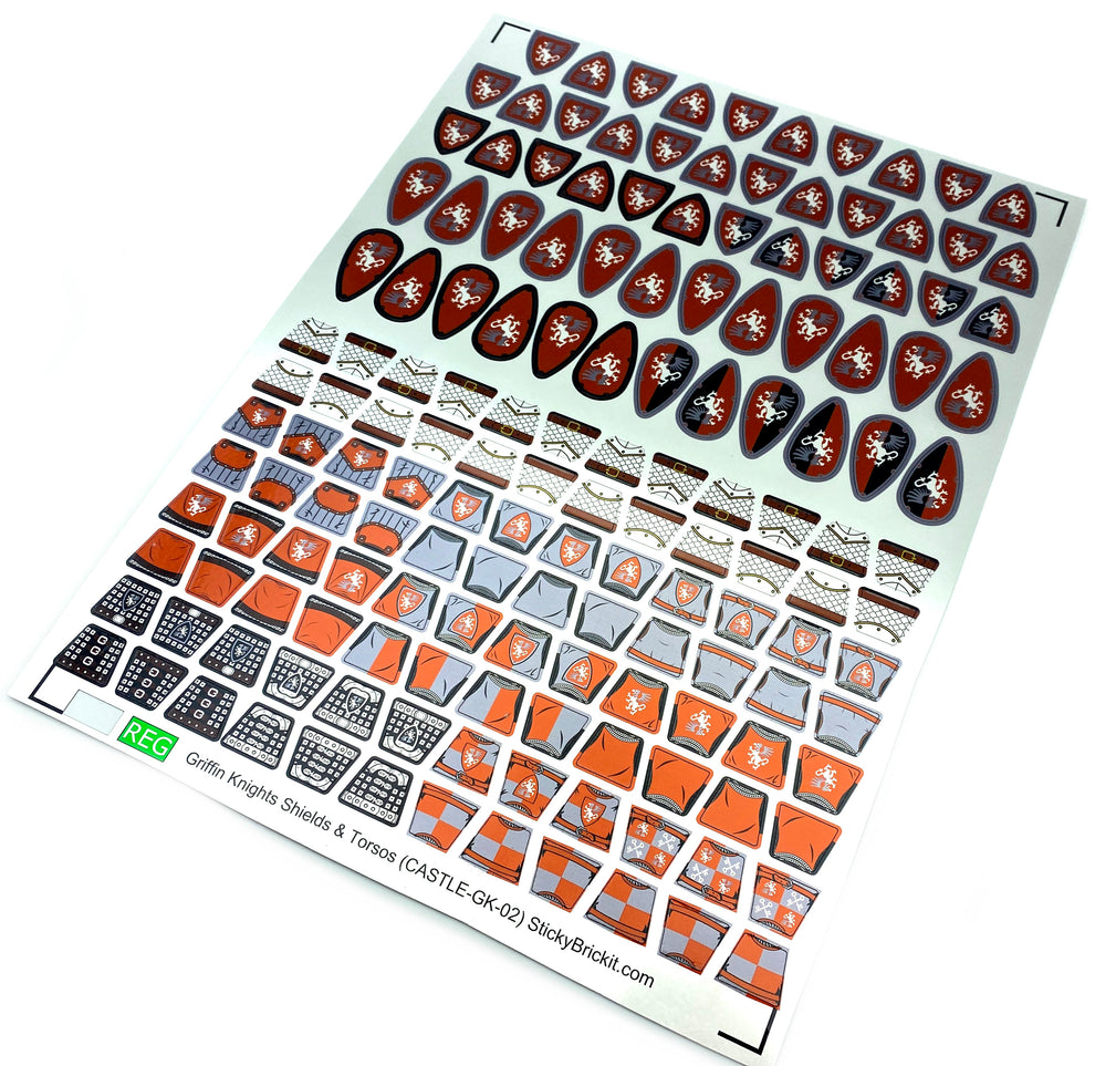 Griffin Knights: Torso & Shield Stickers (CASTLE-GK-02) – StickyBrickit