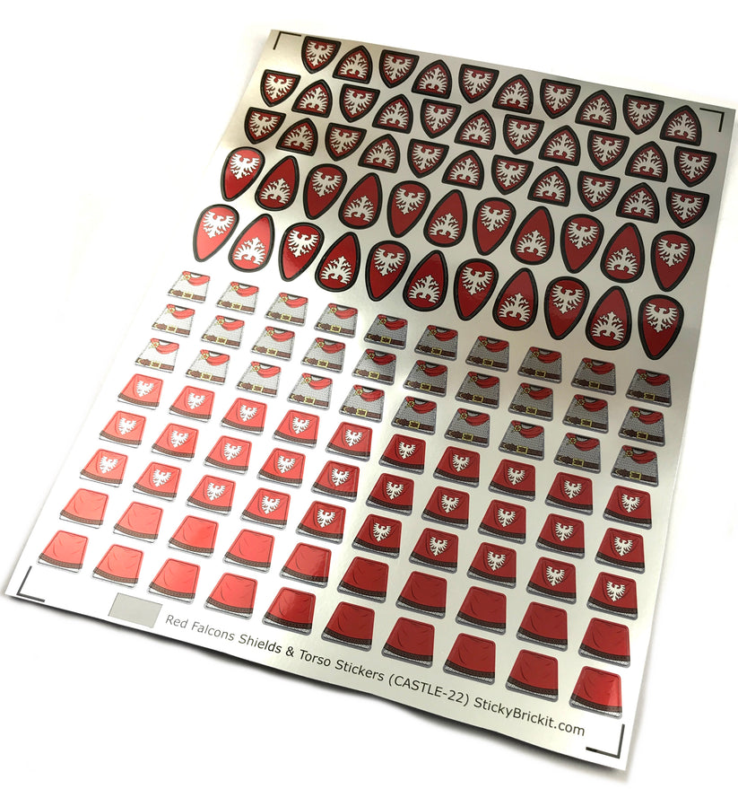 Red Falcons: Torso & Shield Stickers (CASTLE-RF-02) – StickyBrickit