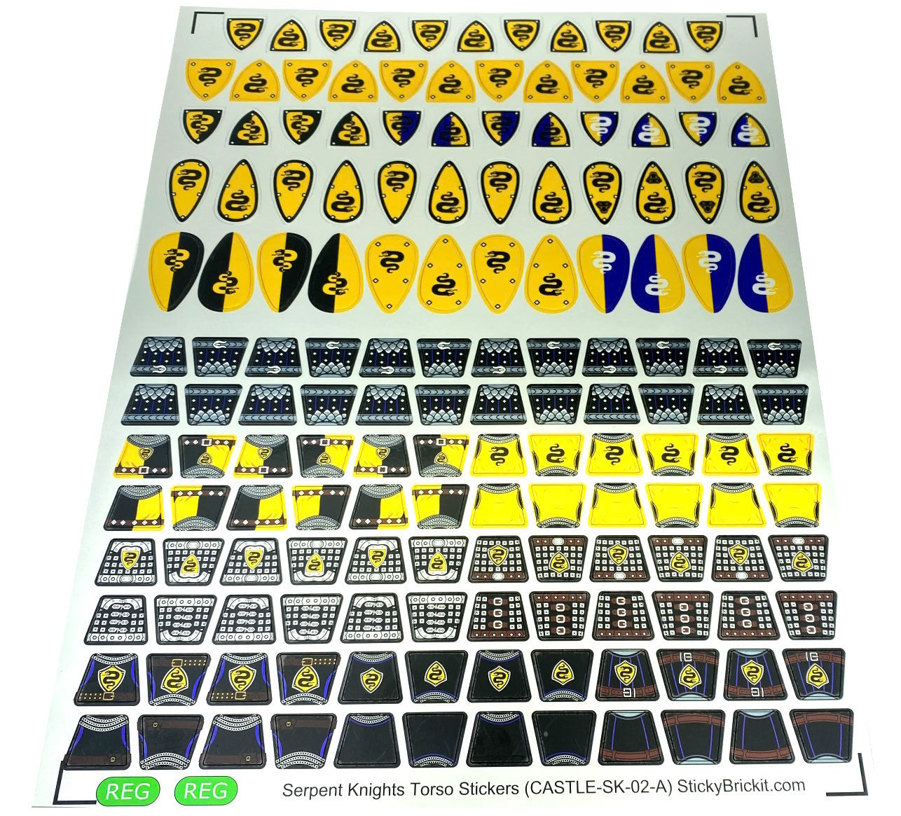 Serpent Knights Torso & Shield Stickers (CASTLE-SK-02)