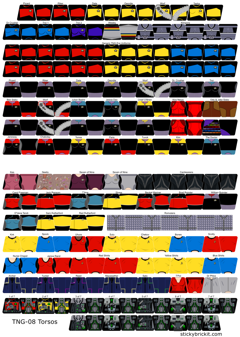 Trek Torso Mega Sticker Sheet (TNG-08)