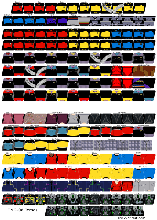 Trek Torso Mega Sticker Sheet (TNG-08)
