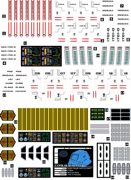 Type 15 Shuttle 40768 - Extended Sticker Sheet (TNG-14)