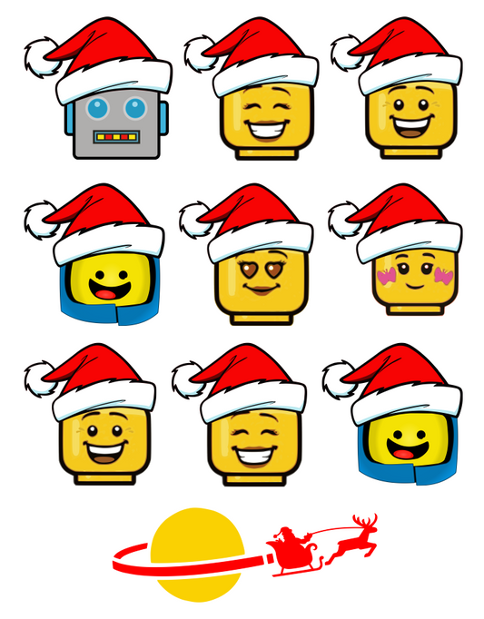Minifigure Christmas Head Stickers